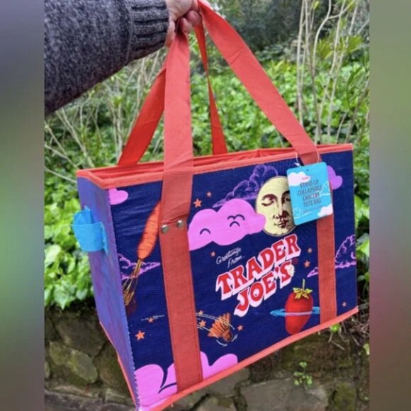 Trader Joe's Stand Up Collapsible Grocery Tote Bag NEW NWT - Picture 1 of 4